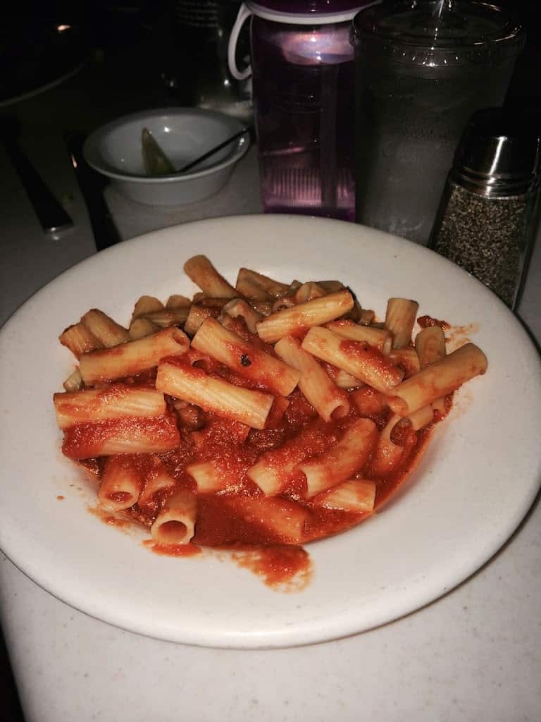 Gluten-Free rigatoni with red sauce at Naples in Downtown Disney