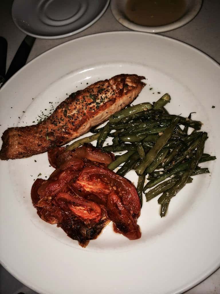 Gluten-Free salmon, green beans and tomatoes at Naples in Downtown Disney
