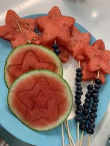 star-shaped watermelon and blueberry skewers for a fresh gluten-free bbq dessert