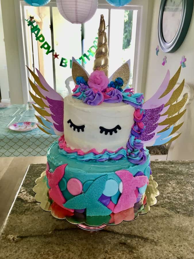 unicorn-pegasus-mermaid-kitten gluten-free birthday cake
