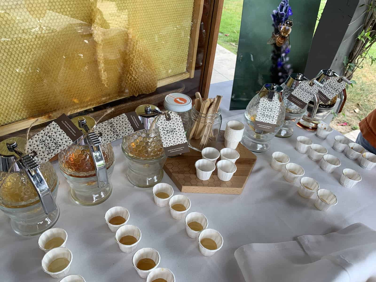 table of gluten-free honey samples
