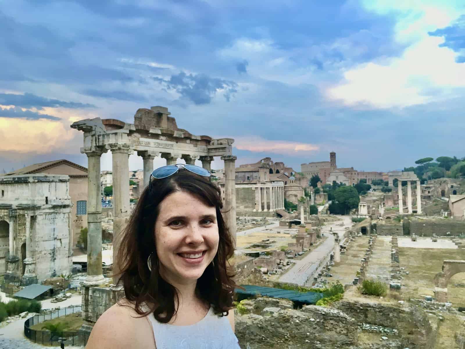 Heather in front of the Roman Forum