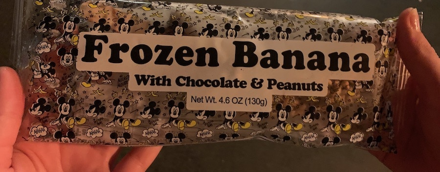 the frozen banana package that reads "frozen banana with chocolate & peanuts"