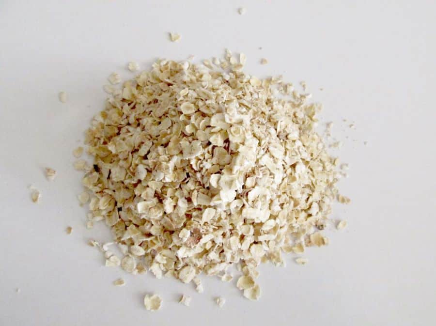 a pile of oats on a white counter