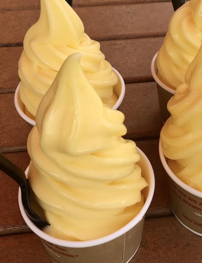 four cups of Dole Whip (gluten-free) at Disney