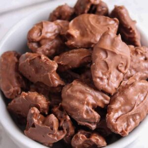 bowl of chocolate covered pecans