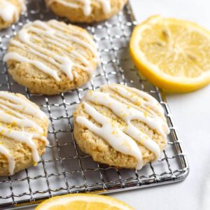gluten-free lemon cookies on a wire rack