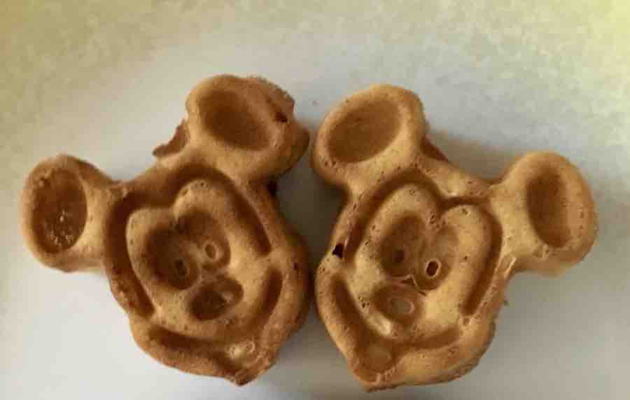 two gluten-free Mickey waffles