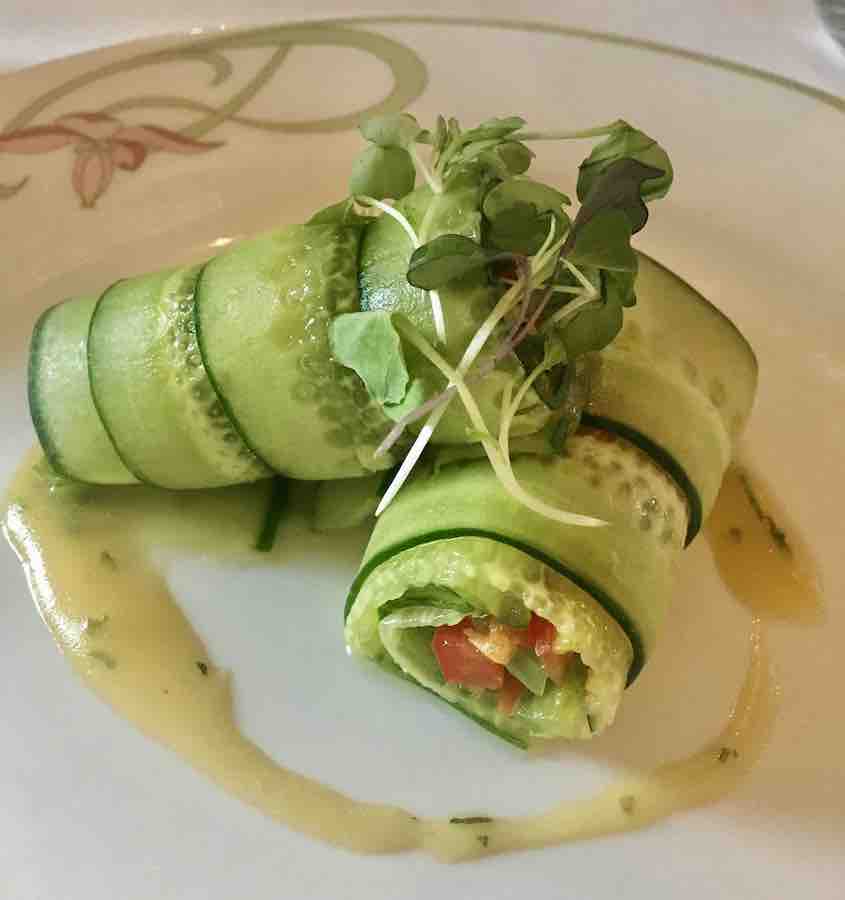 gluten-free veggie rolls wrapped in cucumber