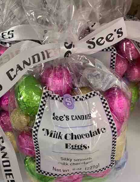 a package of See's Candies Milk Chocolate Eggs
