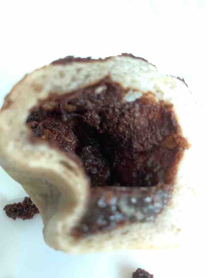 gluten-free resurrection roll, cut open to reveal the "empty tomb" (hallow inside) coated with cinnamon sugar