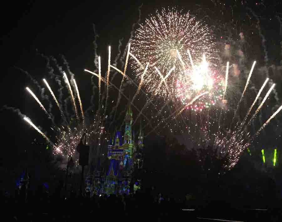 fireworks over Cinderella's castle