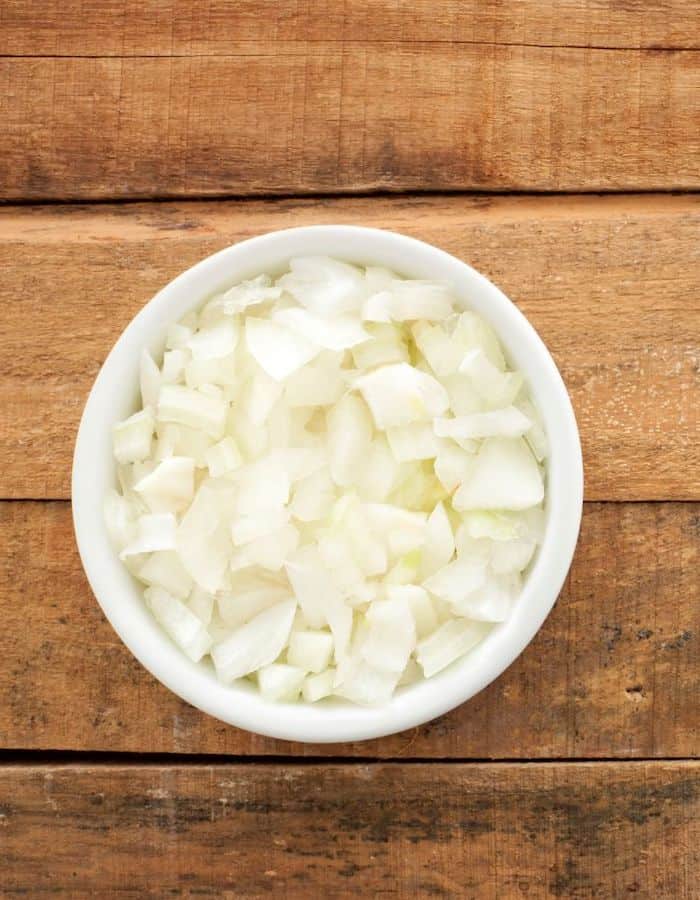bowl of diced onions