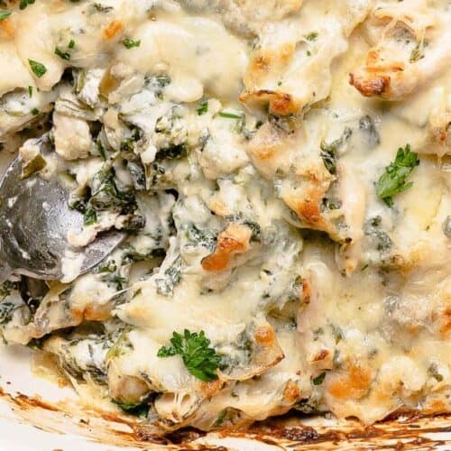 gluten-free creamy-spinach-artichoke-chicken-casserole