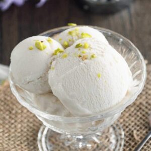 Coconut Milk Ice Cream in a glass ice cream dish