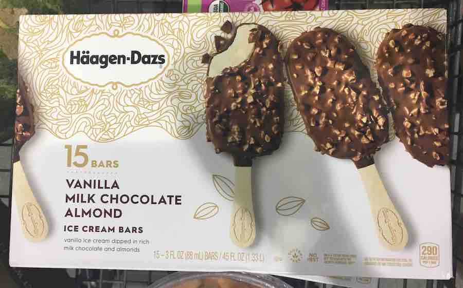 box of 15 haagen-dazs vanilla milk chocolate almond ice cream bars