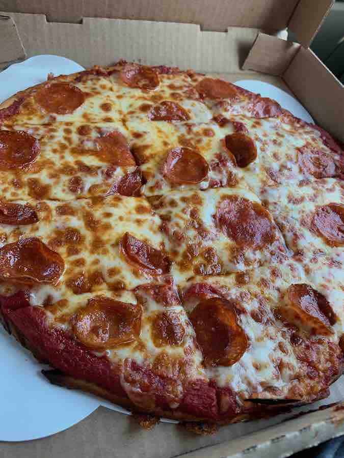 gluten-free pepperoni pizza from Fresh Brothers