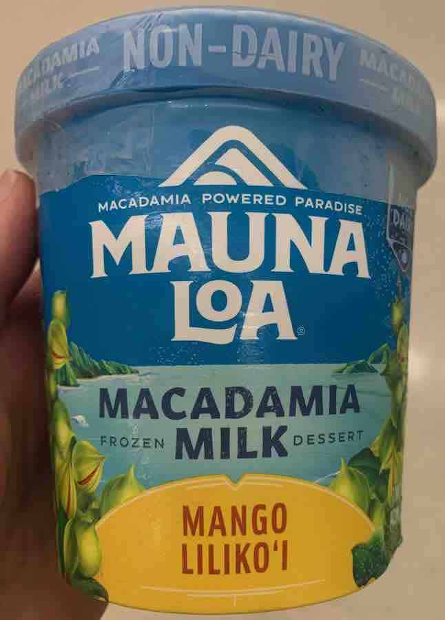 carton of Mauna Loa Macadamia Milk Mango Liliko-i frozen dessert