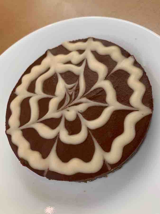 chocolate ganache with white chocolate decoration
