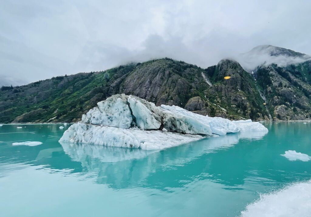glacial ice floating in beautiful turquoise water