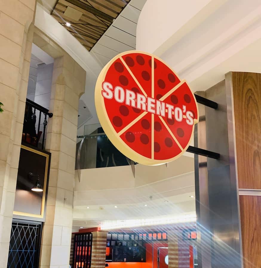 Sorrento's sign (looks like pizza)