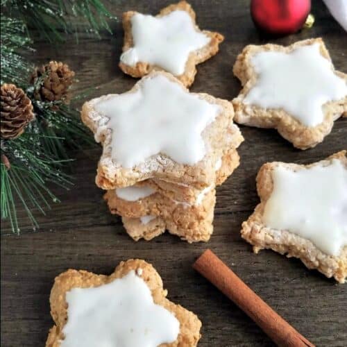 Star cookies with white icing.