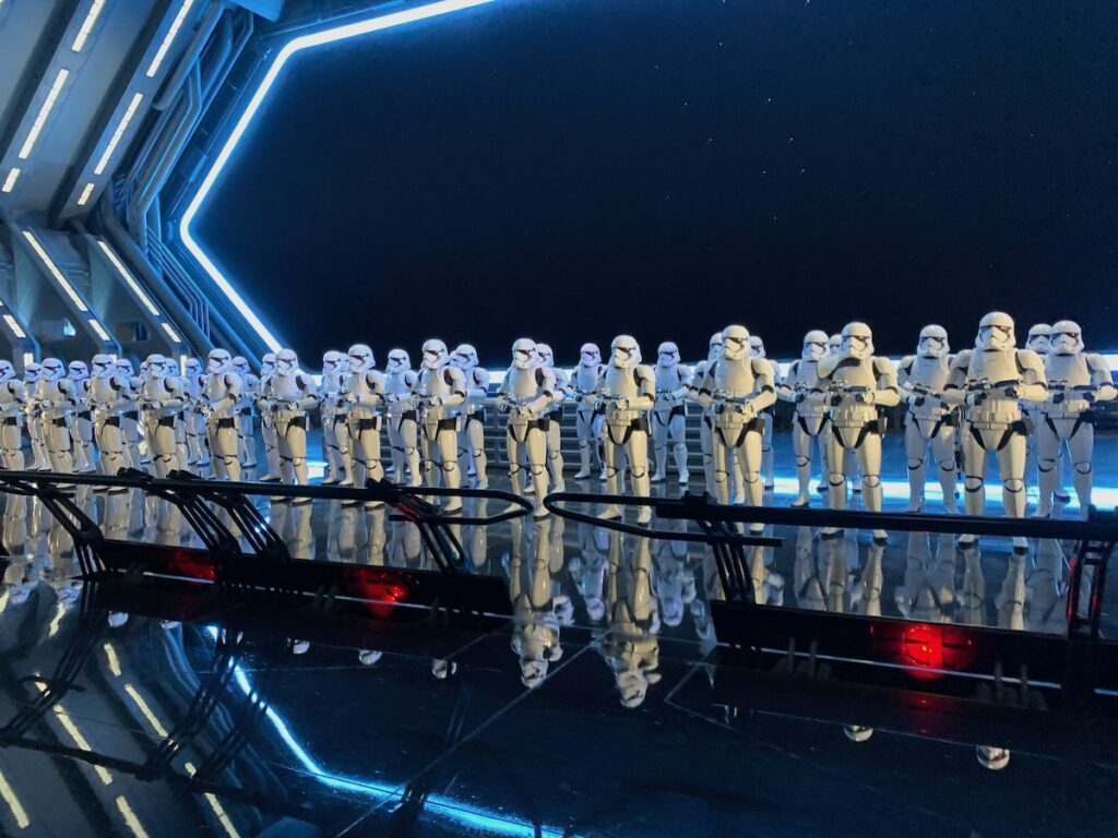 Rows of storm troopers at attention.